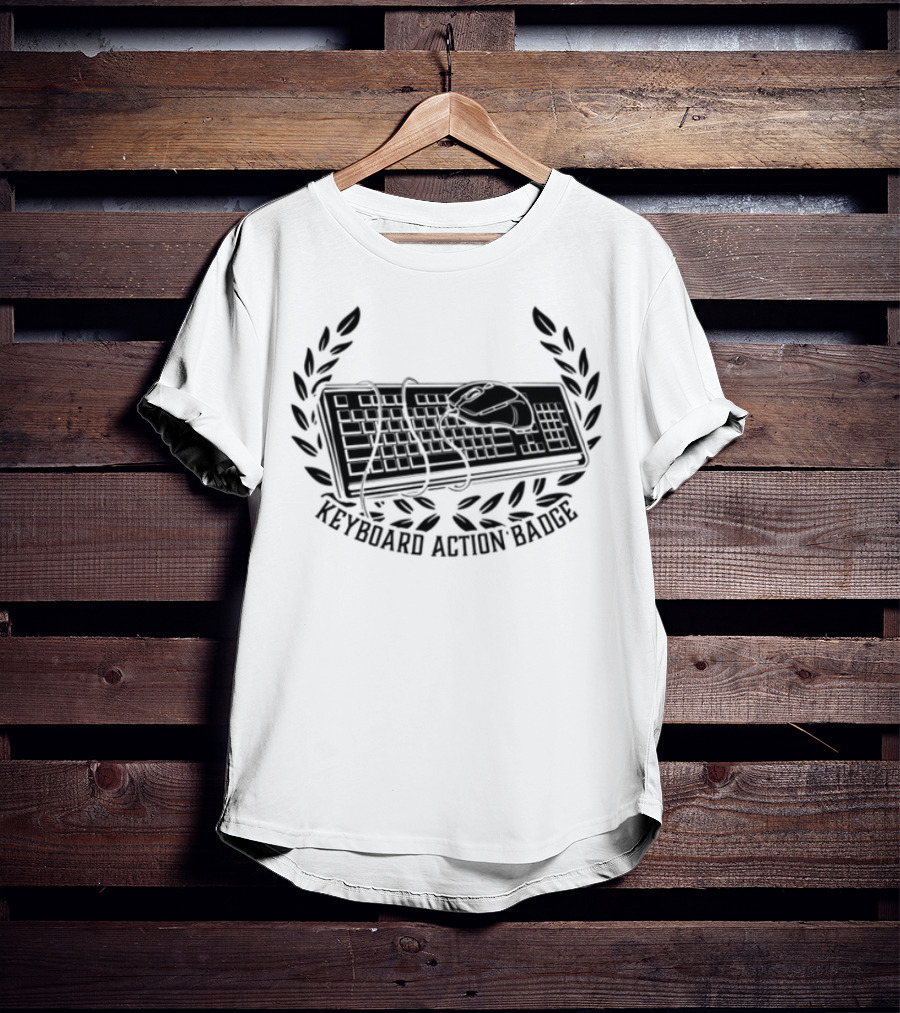 "Keyboard Action Badge Eat Sleep Control Repeat Laurel Wreath" T-Shirt