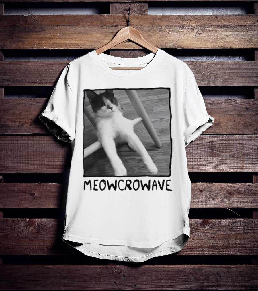 Meowcrowave Cat Humor With Cute Black And White Cat Image T-Shirt