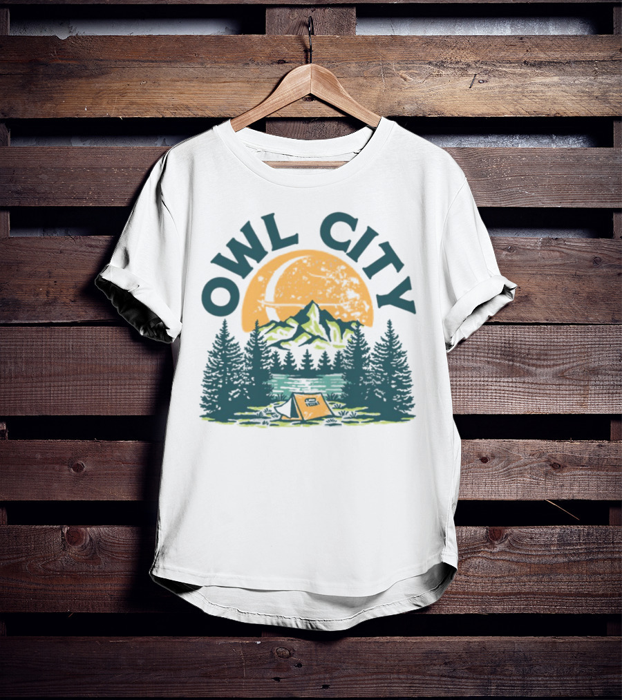 Owl City Mountains Camping Under Moon St. Patrick's Day T-Shirt