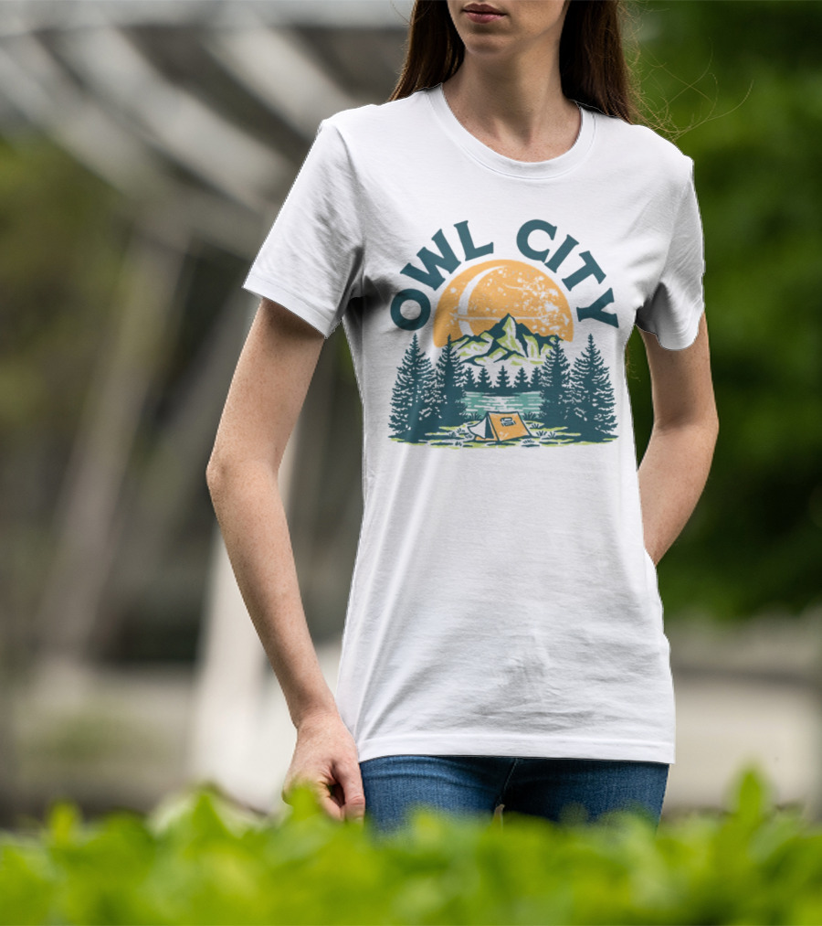 Owl City Mountains Camping Under Moon St. Patrick's Day T-Shirt