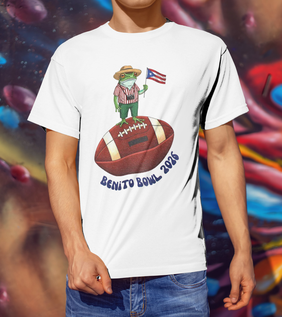 Bad Bunny Puerto Rico Frog Flag Benito Bowl 2026 Football T-Shirt