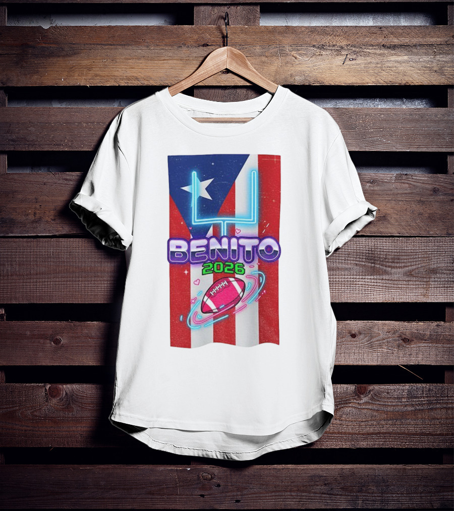 Benito 2026 Bad Bunny Super Bowl Halftime Show Fan Football Puerto Rico Flag T-Shirt