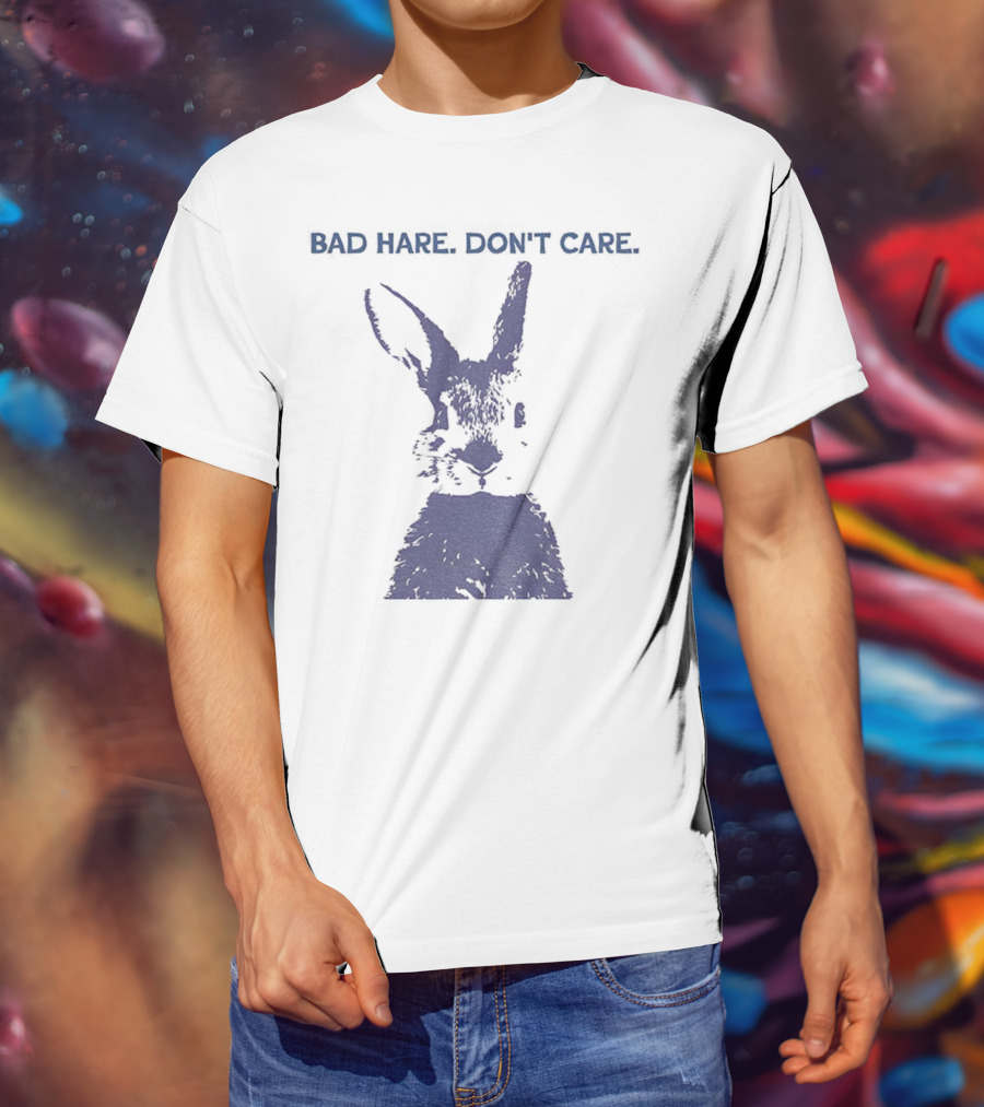 Funny Easter Bad Hare Don’t Care Vintage Rabbit Silhouette T-Shirt