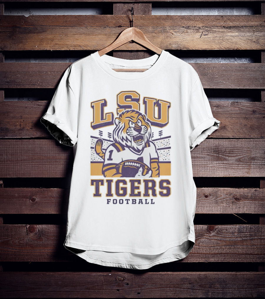 LSU Tigers Football Mike Mascot Stadium QB Number One T-Shirt