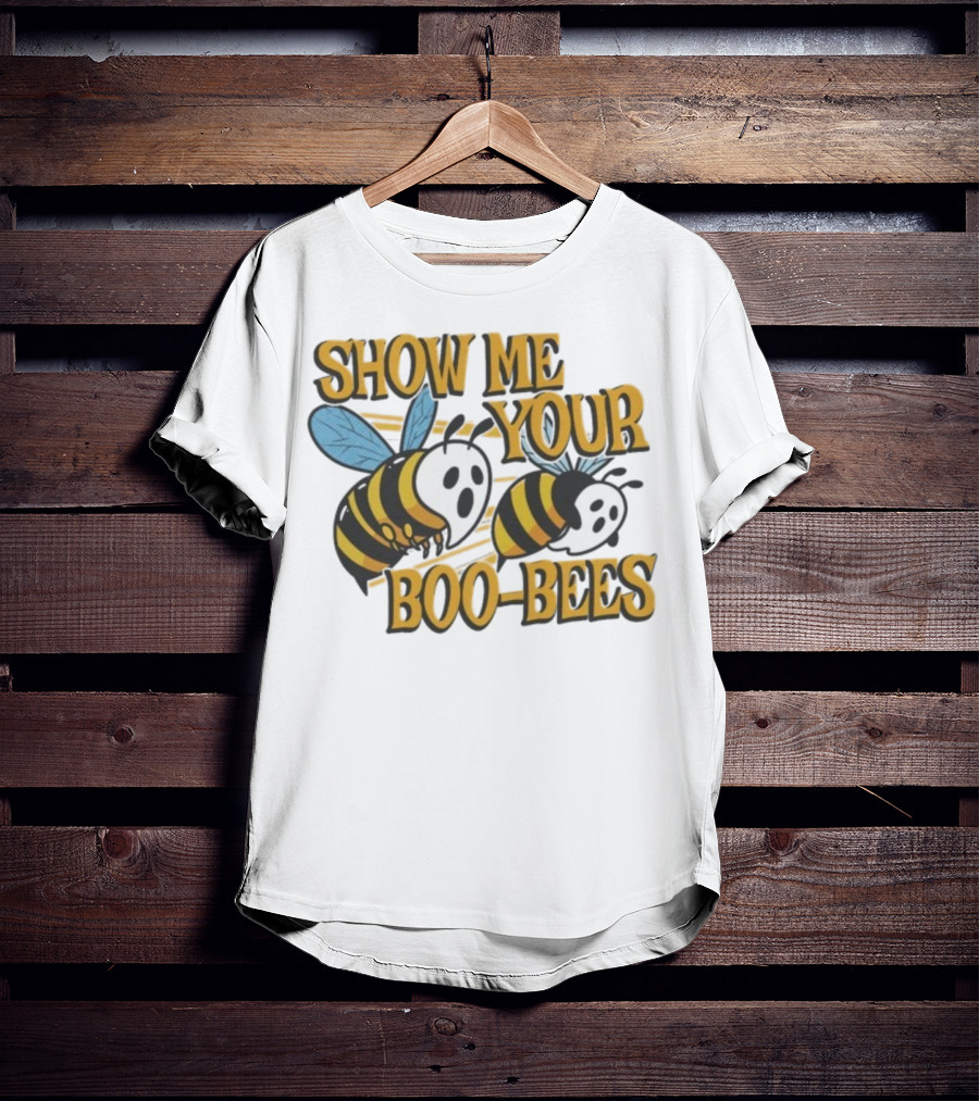 Show Me Your Boo-Bees Pun Halloween Ghost Bees T-Shirt