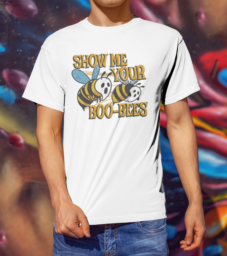 Show Me Your Boo-Bees Pun Halloween Ghost Bees T-Shirt