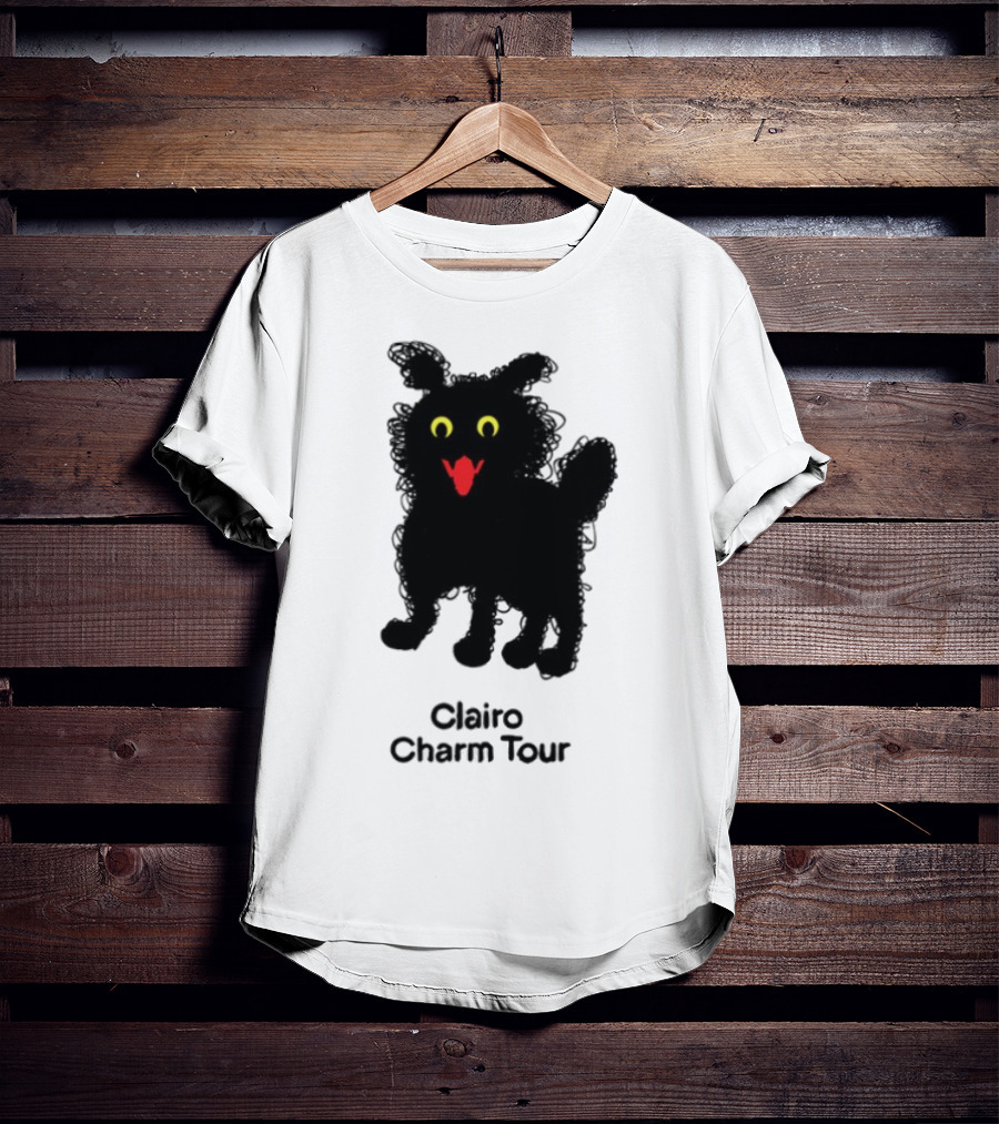 Clairo Charm Tour Yellow Eyes Red Tongue Fuzzy Cat T-Shirt