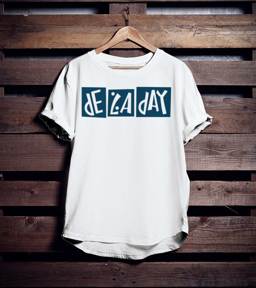 De La Day Text Typography Style In Blue Squares T-Shirt
