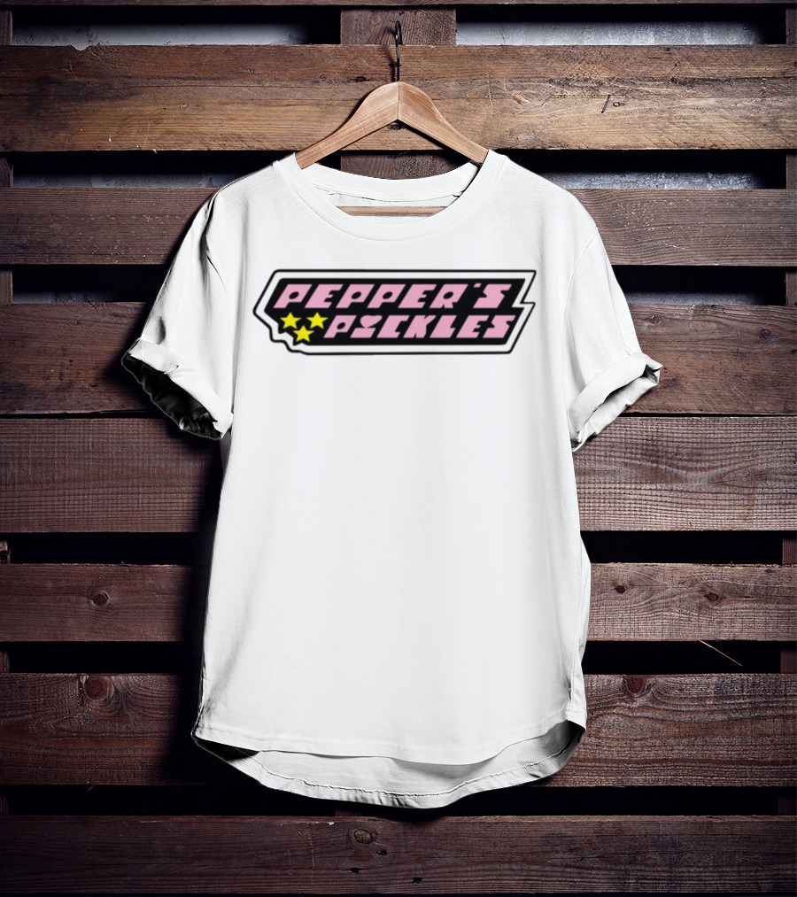 Pepper's Pickles Pink Heart Stars Retro Style T-Shirt