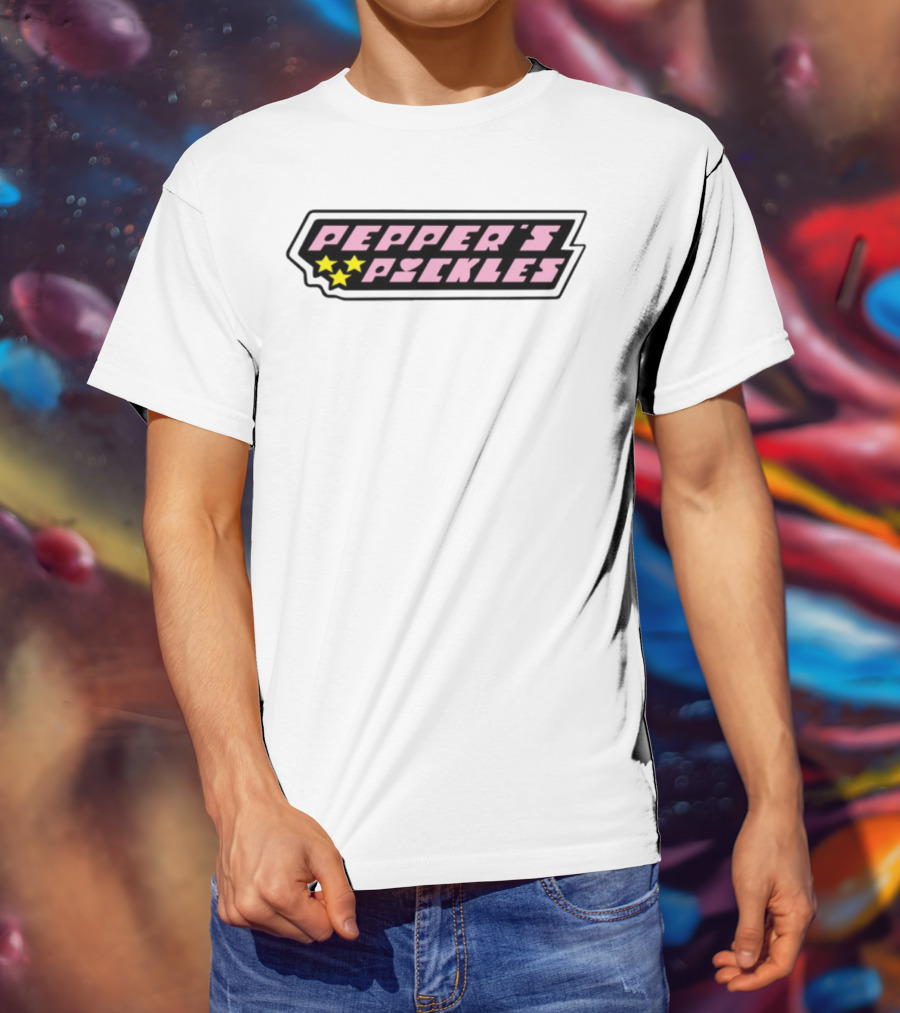 Pepper's Pickles Pink Heart Stars Retro Style T-Shirt