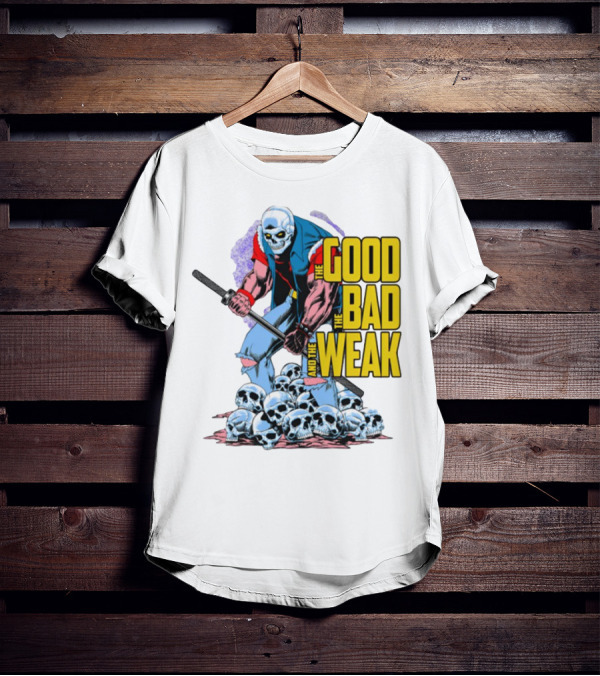 The Good The Bad And The Weak Skeleton Warrior Skull Pile T-Shirt
