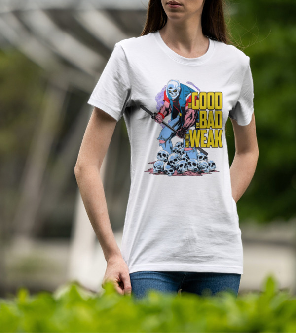 The Good The Bad And The Weak Skeleton Warrior Skull Pile T-Shirt