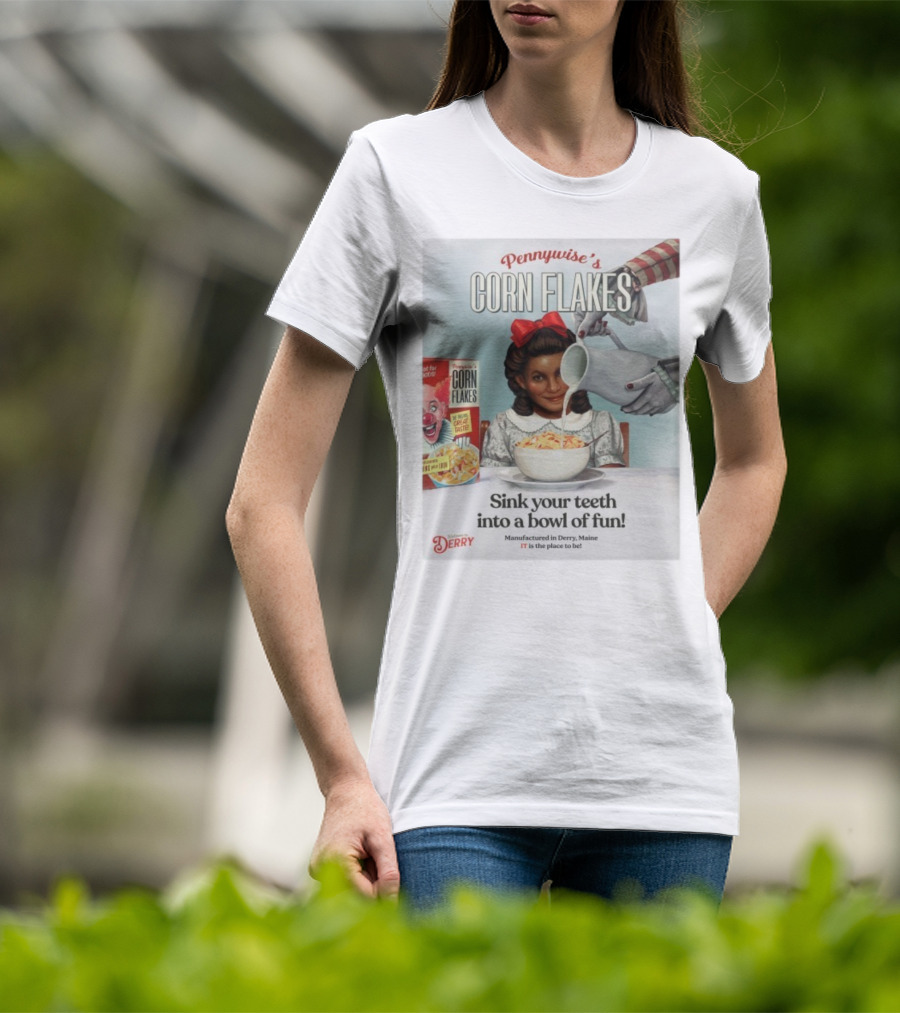 Pennywise’s Corn Flakes Sink Your Teeth Into A Bowl Of Fun IT Welcome To Derry October 26 2025 T-Shirt