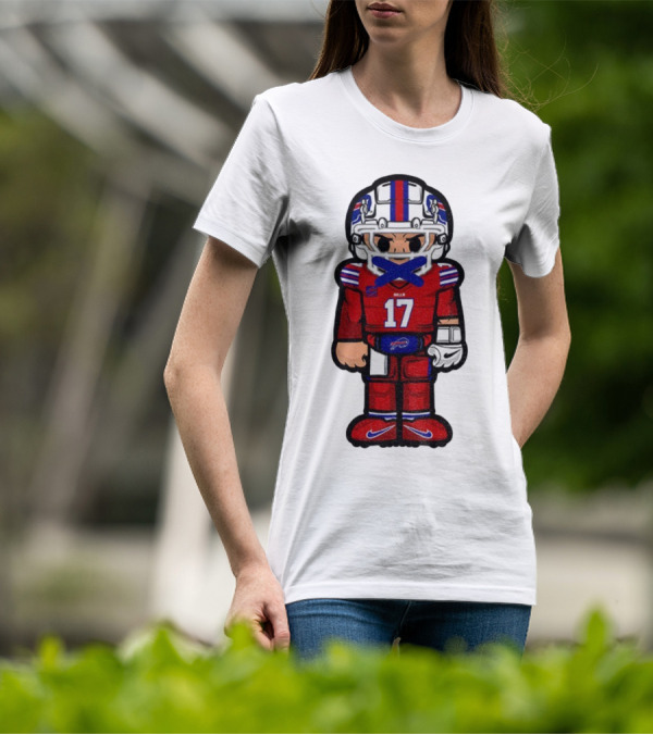 Buffalo Bills Josh Allen Cartoon NFL Football 2025 Number 17 T-Shirt