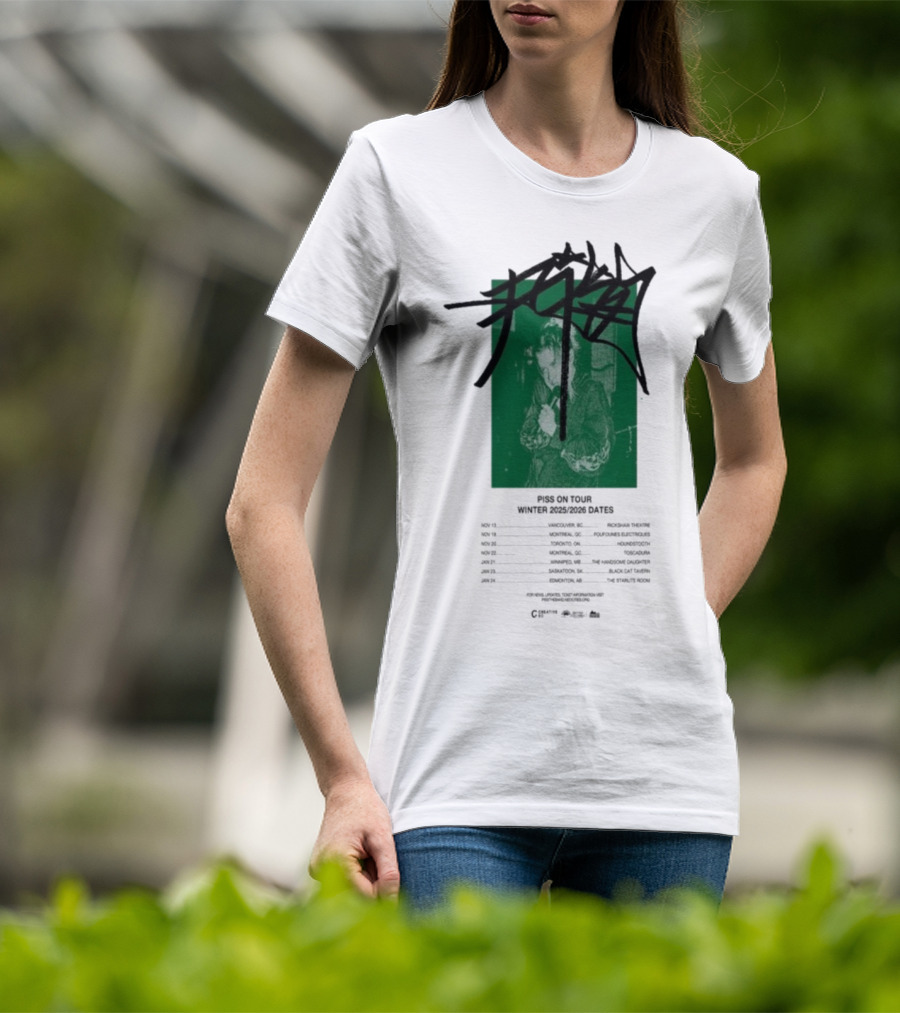 PISS Winter Tour 2025 2026 Dates Featuring Zoviet Sex 徐锐 Stroyka 7 Days Of Sorrow Gnar Dog Smplsmksי T-Shirt