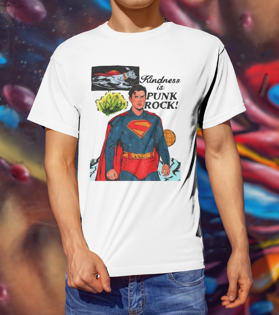 Superman DC Kindness Is Punk Rock Krypton Dog Caped Hero T-Shirt