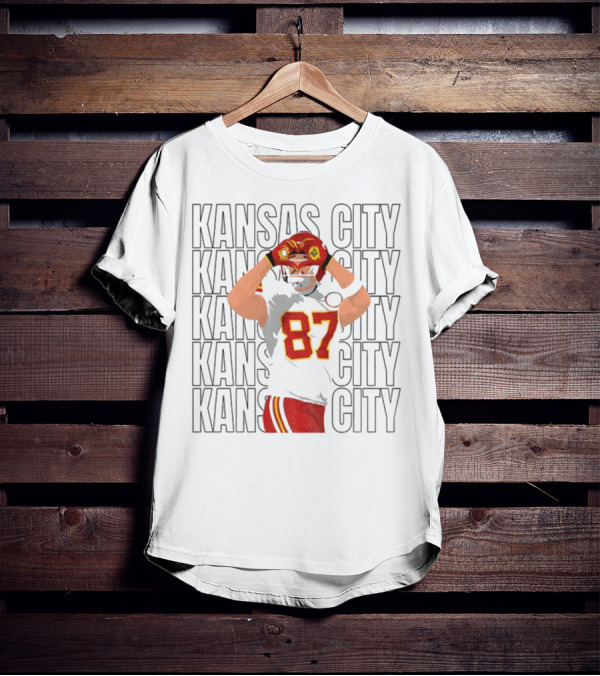 Kansas City Chiefs Travis Kelce 87 Heart Hands Game Day T-Shirt
