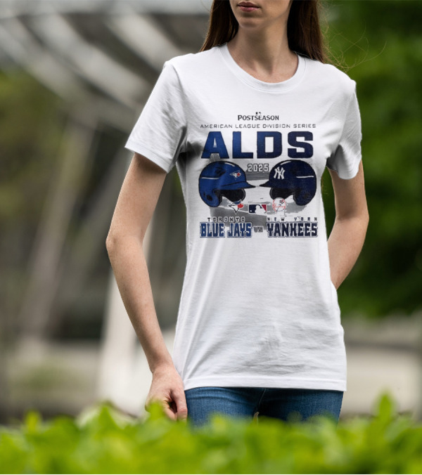 Toronto Blue Jays Vs New York Yankees 2025 ALDS MLB Postseason Helmets Bats Showdown T-Shirt