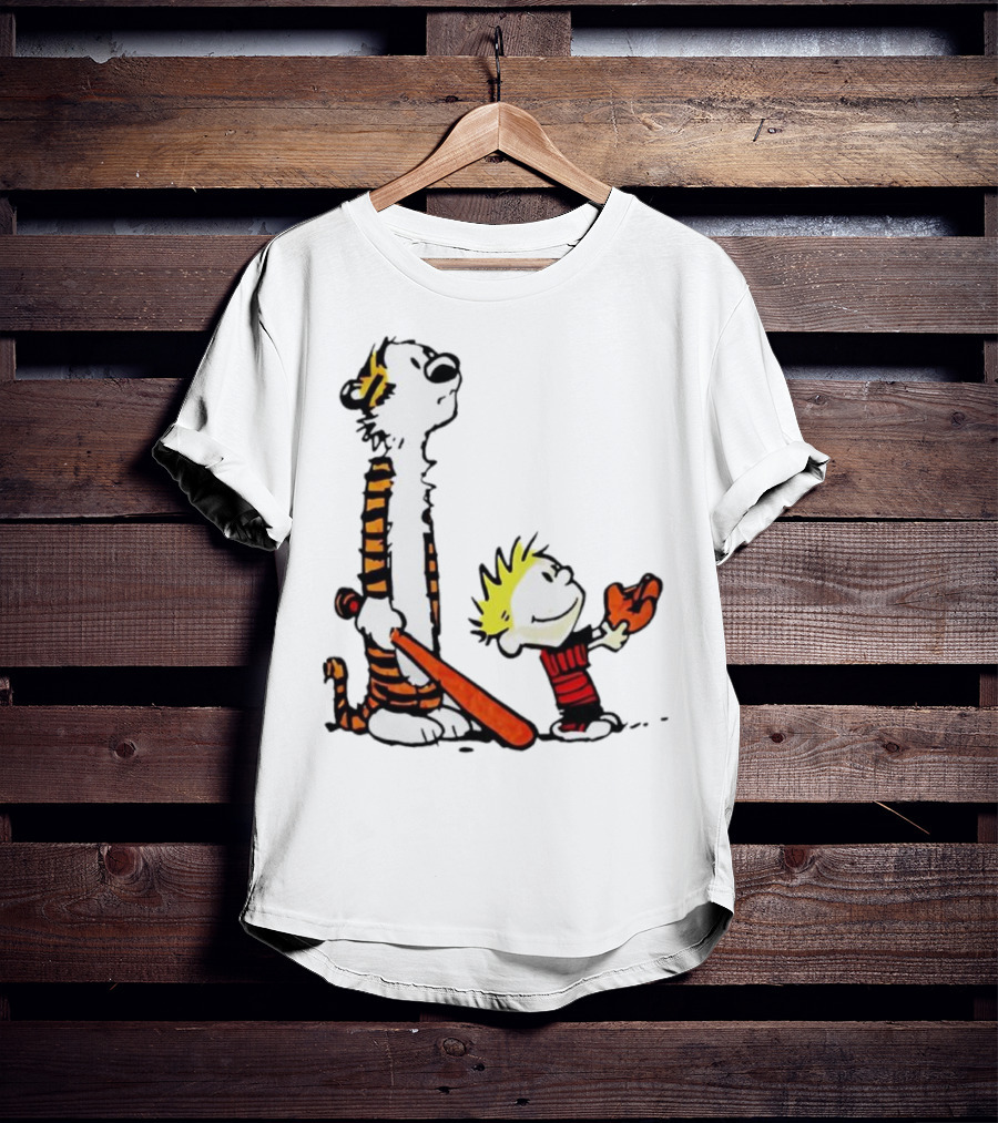 Calvin And Hobbes Baseball Glove And Bat Playtime T-Shirt