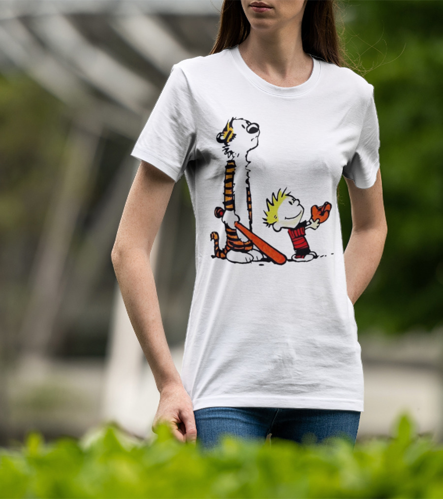 Calvin And Hobbes Baseball Glove And Bat Playtime T-Shirt