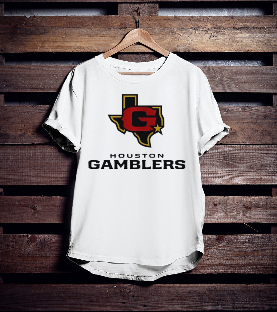 Houston Gamblers Texas Outline G Star Emblem T-Shirt