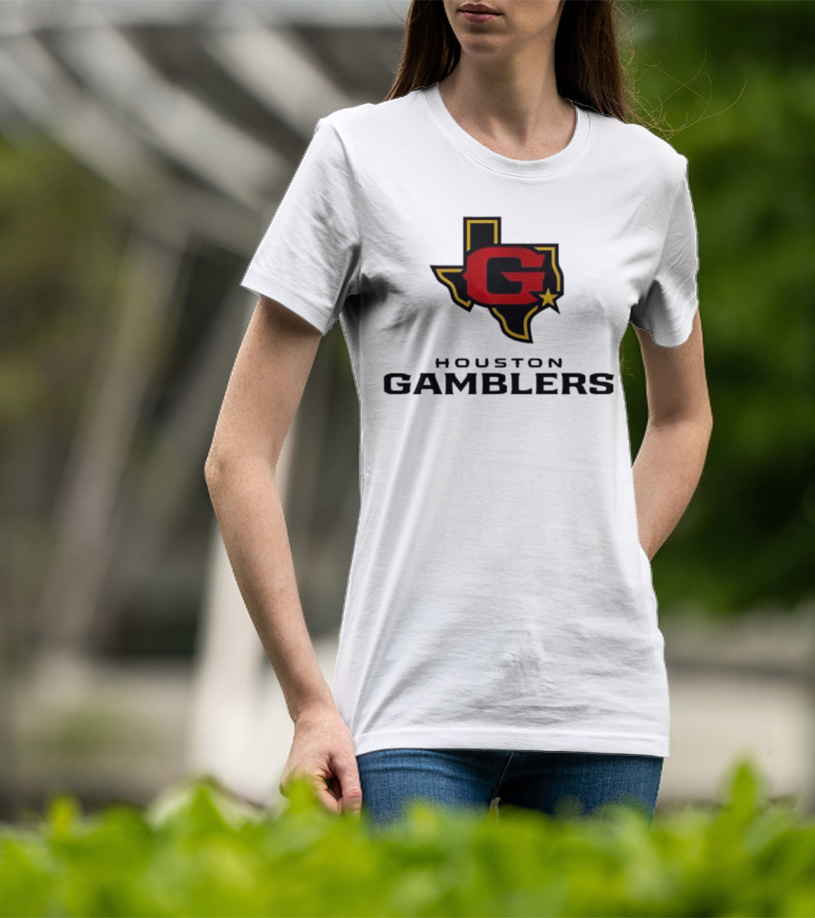 Houston Gamblers Texas Outline G Star Emblem T-Shirt