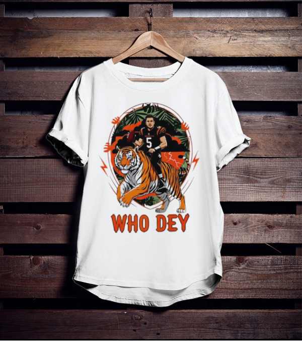Joe Flacco Cincinnati Bengals Tiger Ride Who Dey Jungle Football T-Shirt