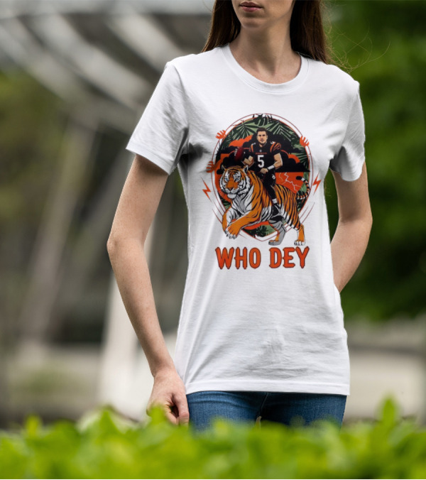 Joe Flacco Cincinnati Bengals Tiger Ride Who Dey Jungle Football T-Shirt