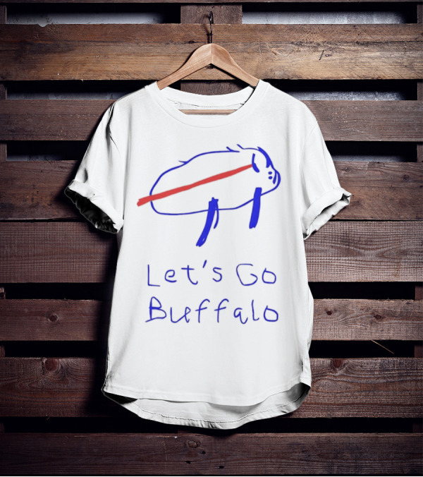 Let’s Go Buffalo Bills Hand-Drawn Blue And Red Graphic T-Shirt