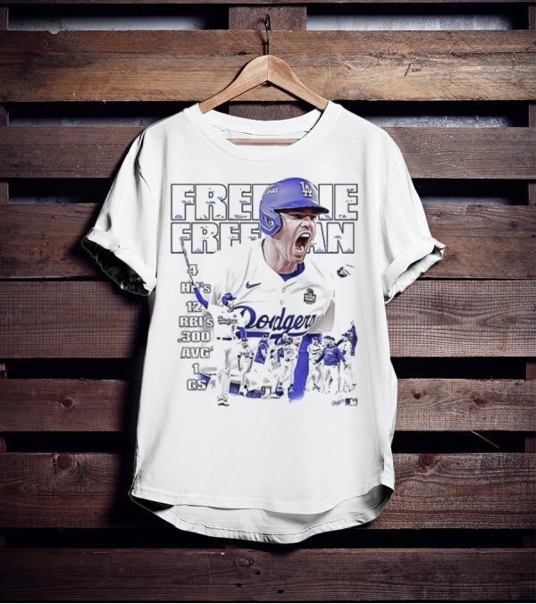 Los Angeles Dodgers Freddie Freeman HR 12 RBIs 300 AVG 1 GS T-Shirt
