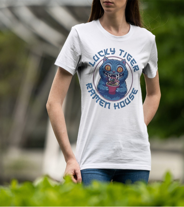 Lucky Tiger Ramen House Kpop Demon Hunters Derpy The Tiger Cartoon Cat Noodles T-Shirt