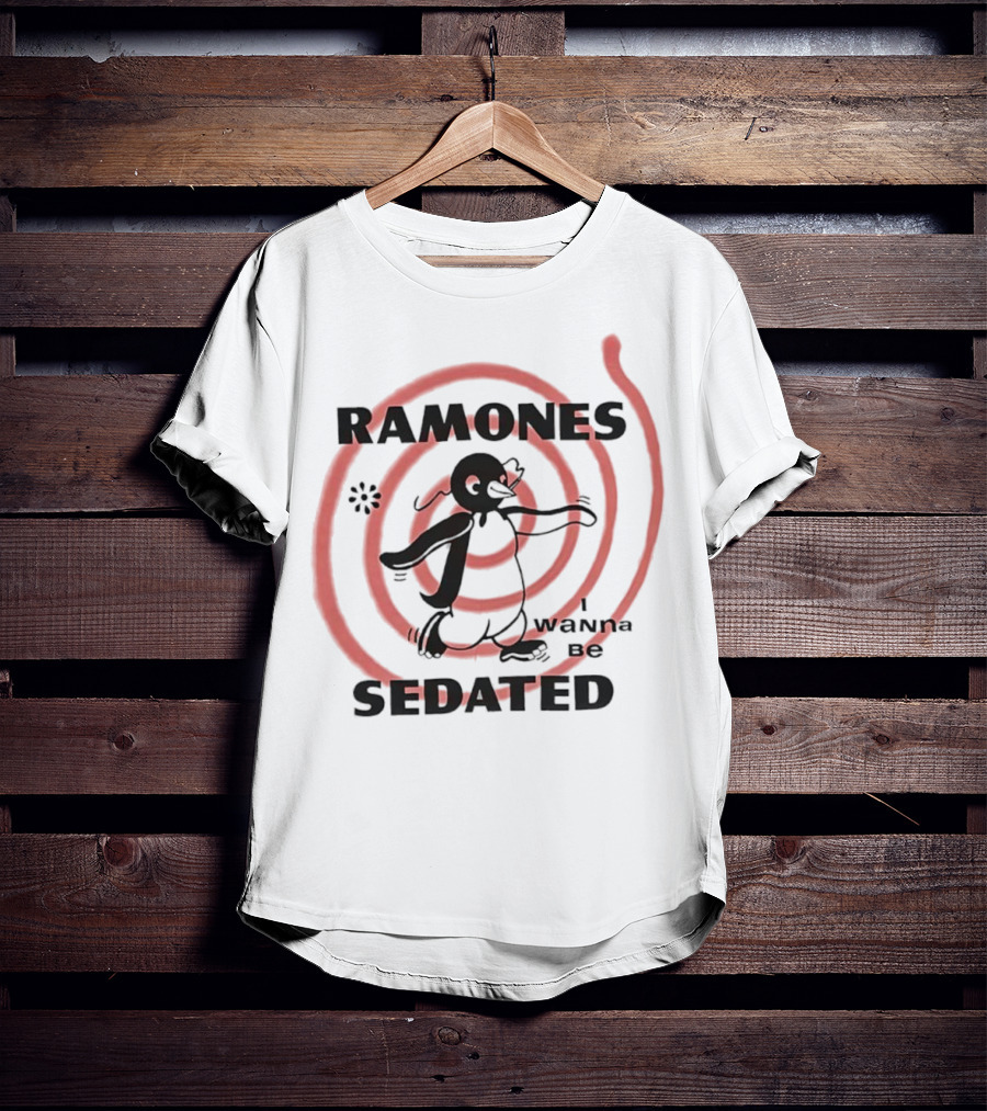 Ramones I Wanna Be Sedated Spiraling Cartoon Character T-Shirt