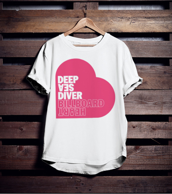 Deep Sea Diver Pink Billboard Heart Text In Pink Heart T-Shirt