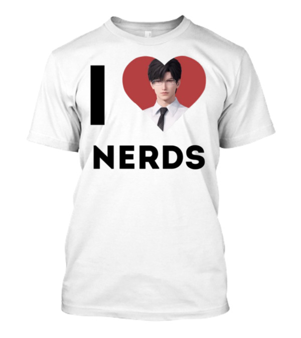 "I Love Nerds Anime Character Glasses And Suit" T-Shirt