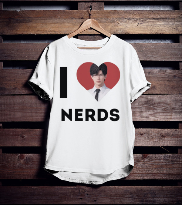 "I Love Nerds Anime Character Glasses And Suit" T-Shirt