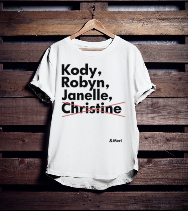 Kody Robyn Janelle Christine Strikethrough Red Lines T-Shirt