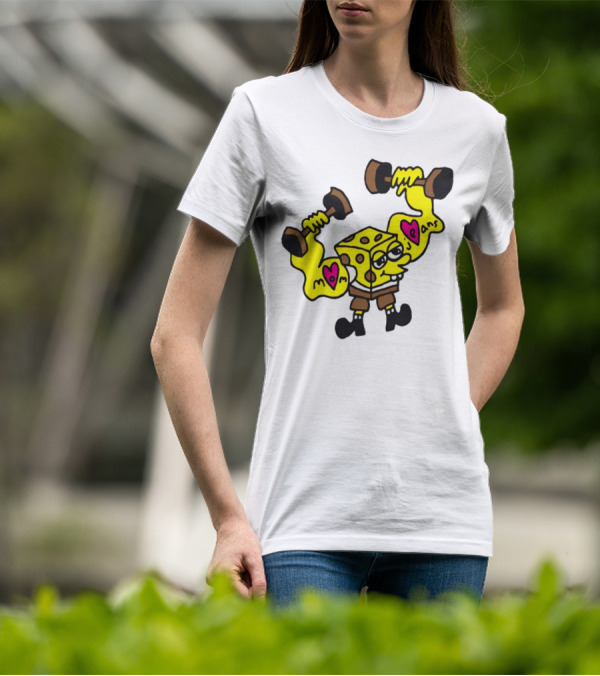 Musclebob Lovepants Mom Jeans Spongebob Dumbells T-Shirt
