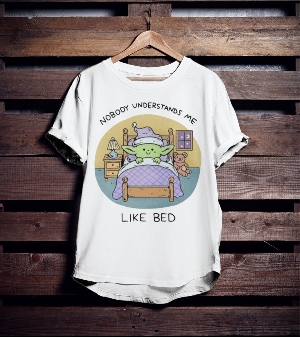 Nobody Understands Me Like Bed Cute Alien Sleeping With Teddy Lamp Moon Stars T-Shirt