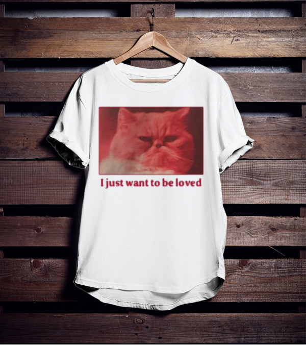 Volodymyr Testardі I Just Want To Be Loved Grumpy Cat Red Tones T-Shirt