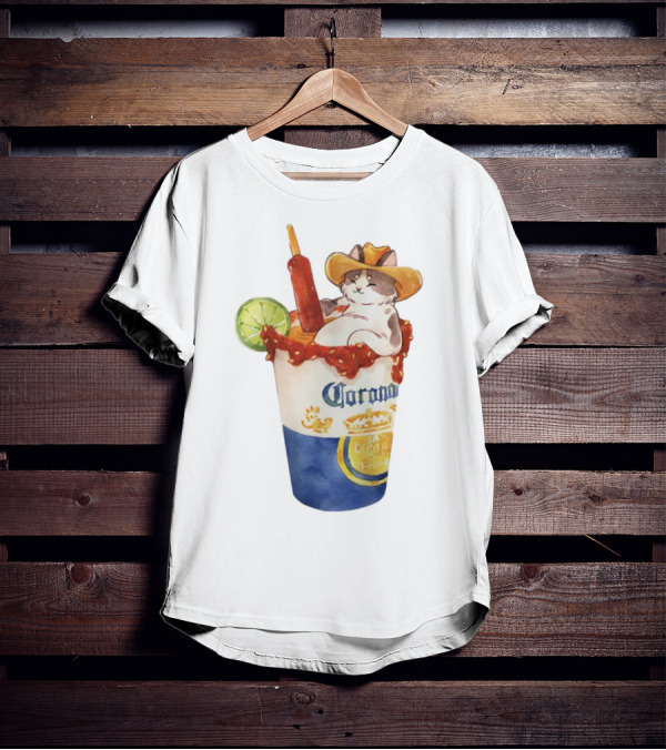Michelada Vanilla Ryder Cat With Cowboy Hat In Corona Cup With Lime And Chamoy T-Shirt