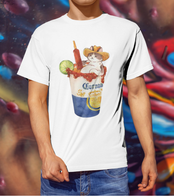 Michelada Vanilla Ryder Cat With Cowboy Hat In Corona Cup With Lime And Chamoy T-Shirt