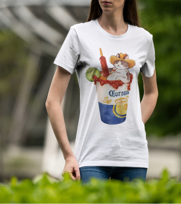 Michelada Vanilla Ryder Cat With Cowboy Hat In Corona Cup With Lime And Chamoy T-Shirt