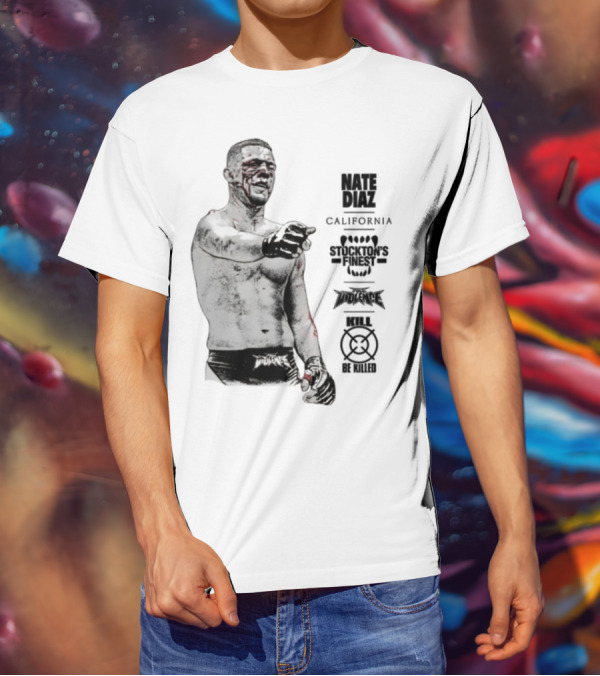 Nate Diaz Stockton California Pride Fighter Authentic Merchandise T-Shirt