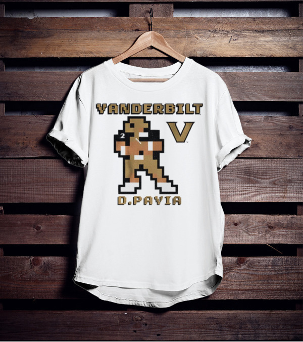 Vanderbilt Commodores D. Pavia 8-Bit Retro Football V Pixel Art T-Shirt