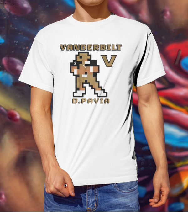 Vanderbilt Commodores D. Pavia 8-Bit Retro Football V Pixel Art T-Shirt