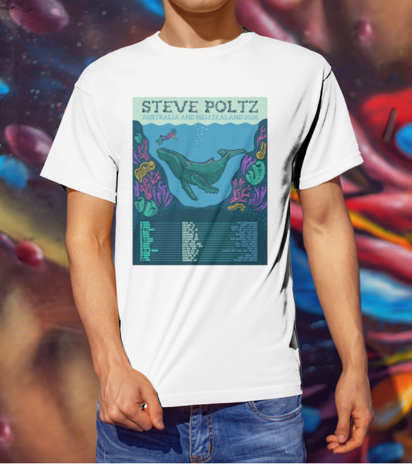 Steve Poltz Australia New Zealand Tour 2026 Concert Dates Underwater Theme T-Shirt