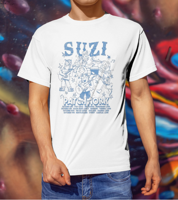 Suzi Patchwork Tour 2025 Cartoon Band Illustration T-Shirt