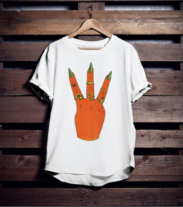 W Basketball Three Fingers Orange Hand Gesture Logo T-Shirt