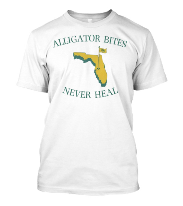 Alligator Bites Never Heal Florida Map With Flag Symbol T-Shirt