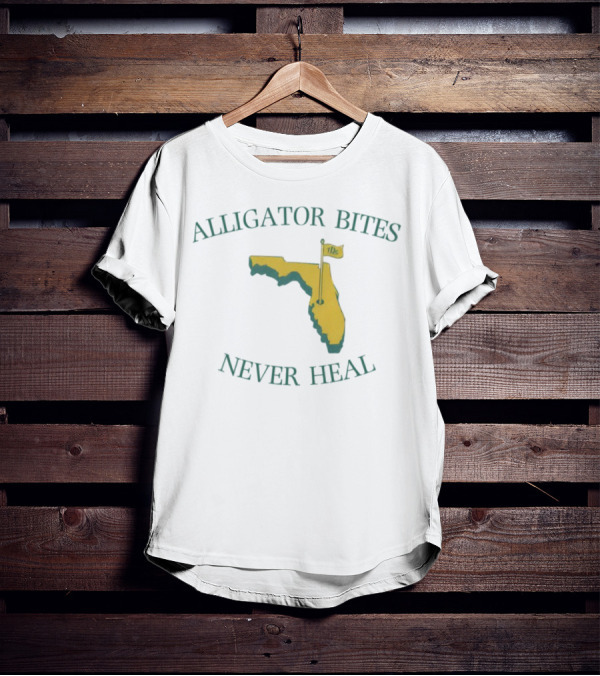 Alligator Bites Never Heal Florida Map With Flag Symbol T-Shirt